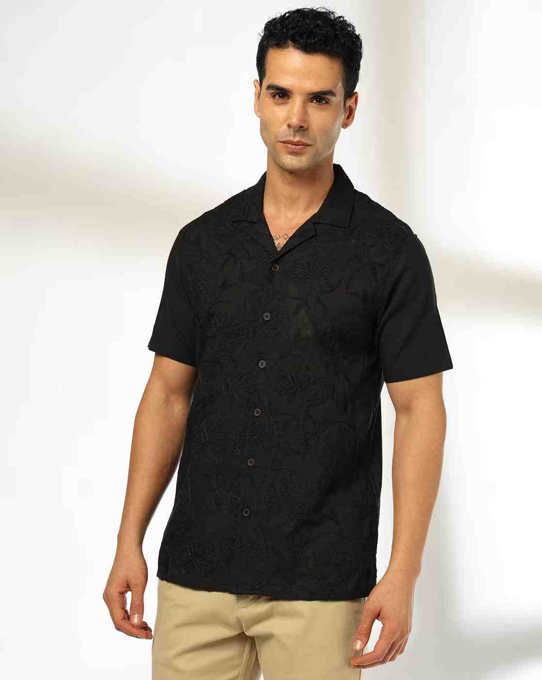 NETPLAY | Men Embroidered Regular Fit Shirt|3