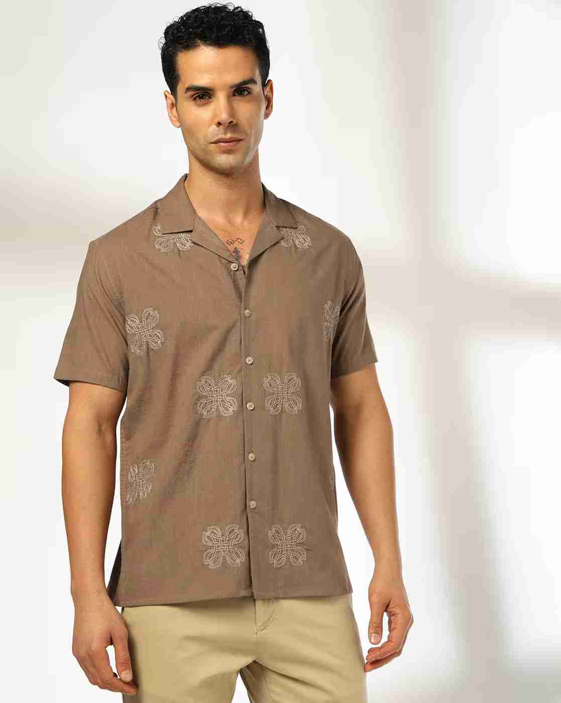 NETPLAY | Men Embroidered Regular Fit Shirt|0