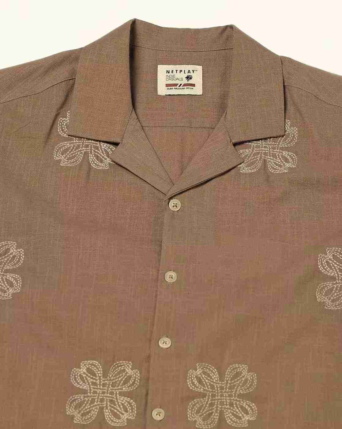 NETPLAY | Men Embroidered Regular Fit Shirt|5