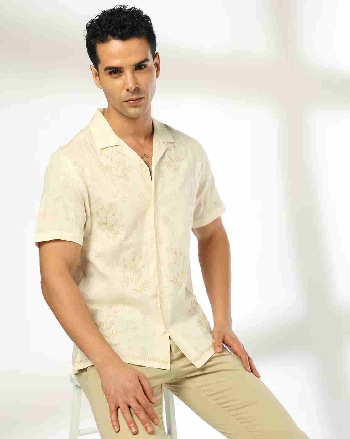 NETPLAY | Men Embroidered Regular Fit Shirt|0