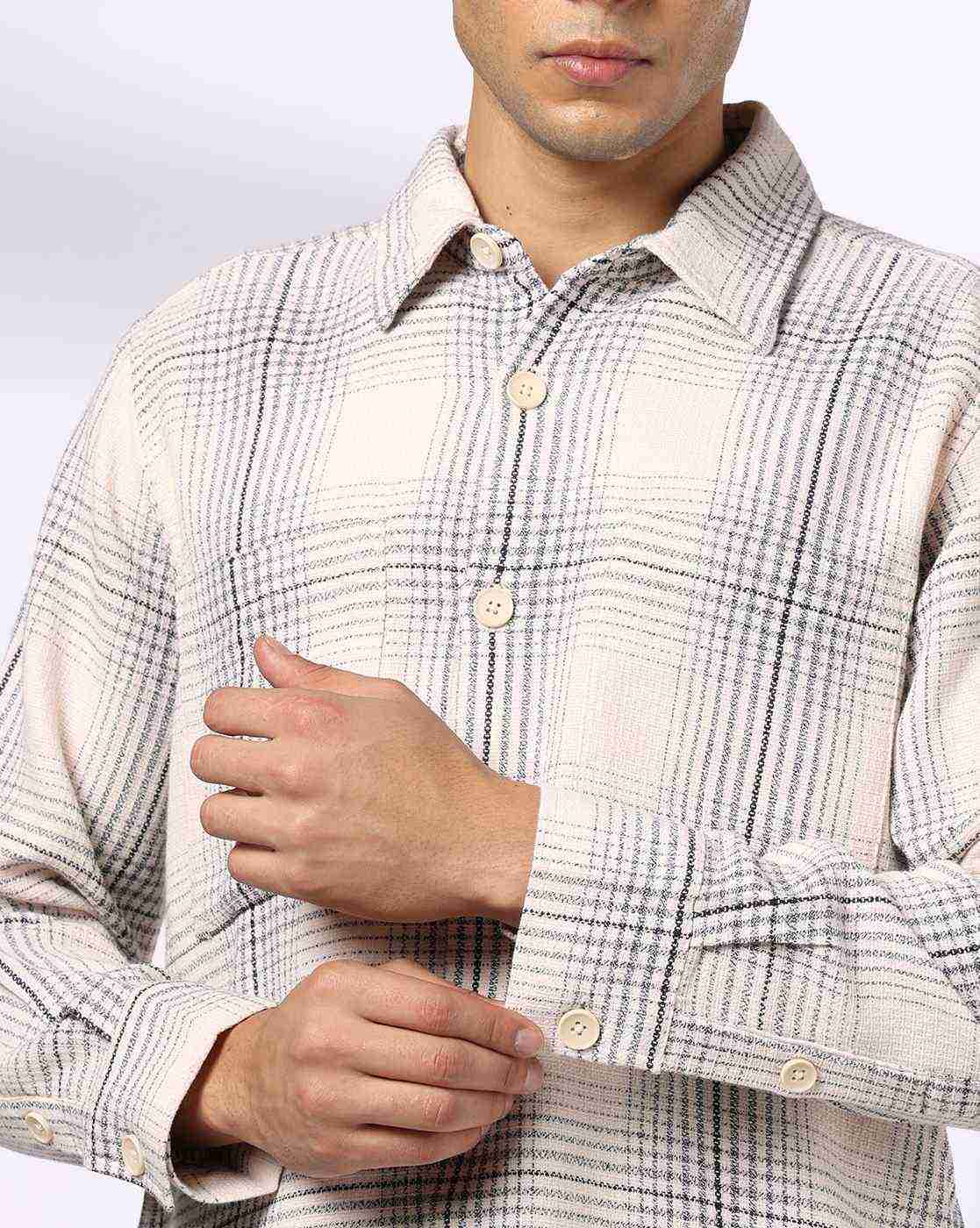 NETPLAY | Men Checked Slim Fit Shacket|4