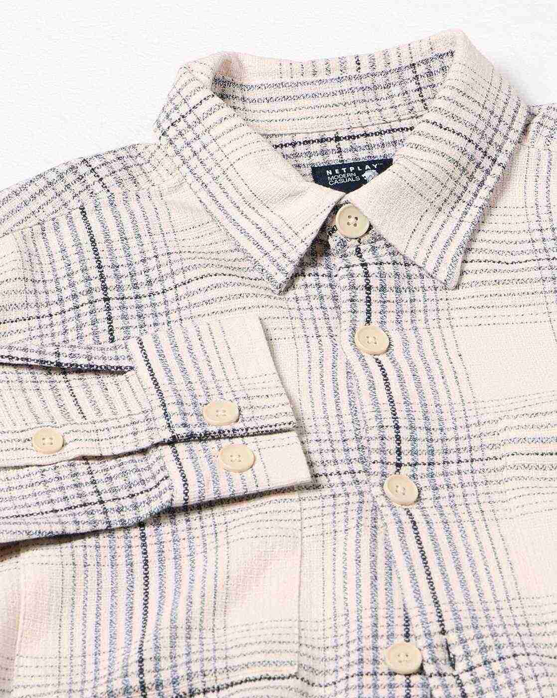 NETPLAY | Men Checked Slim Fit Shacket|5