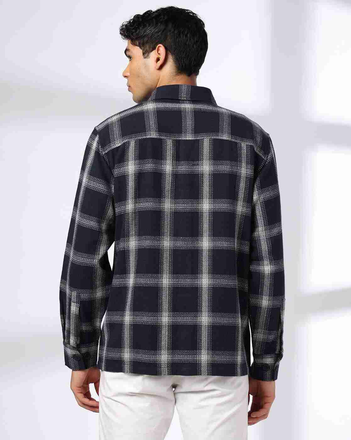 NETPLAY | Men Checked Slim Fit Shacket with Patch Pockets|2