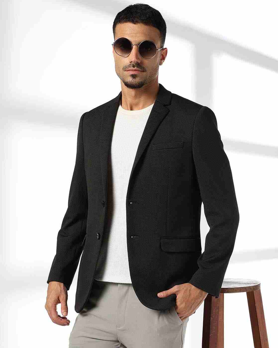 Men Patterned Regular Fit Single-Breasted Blazer