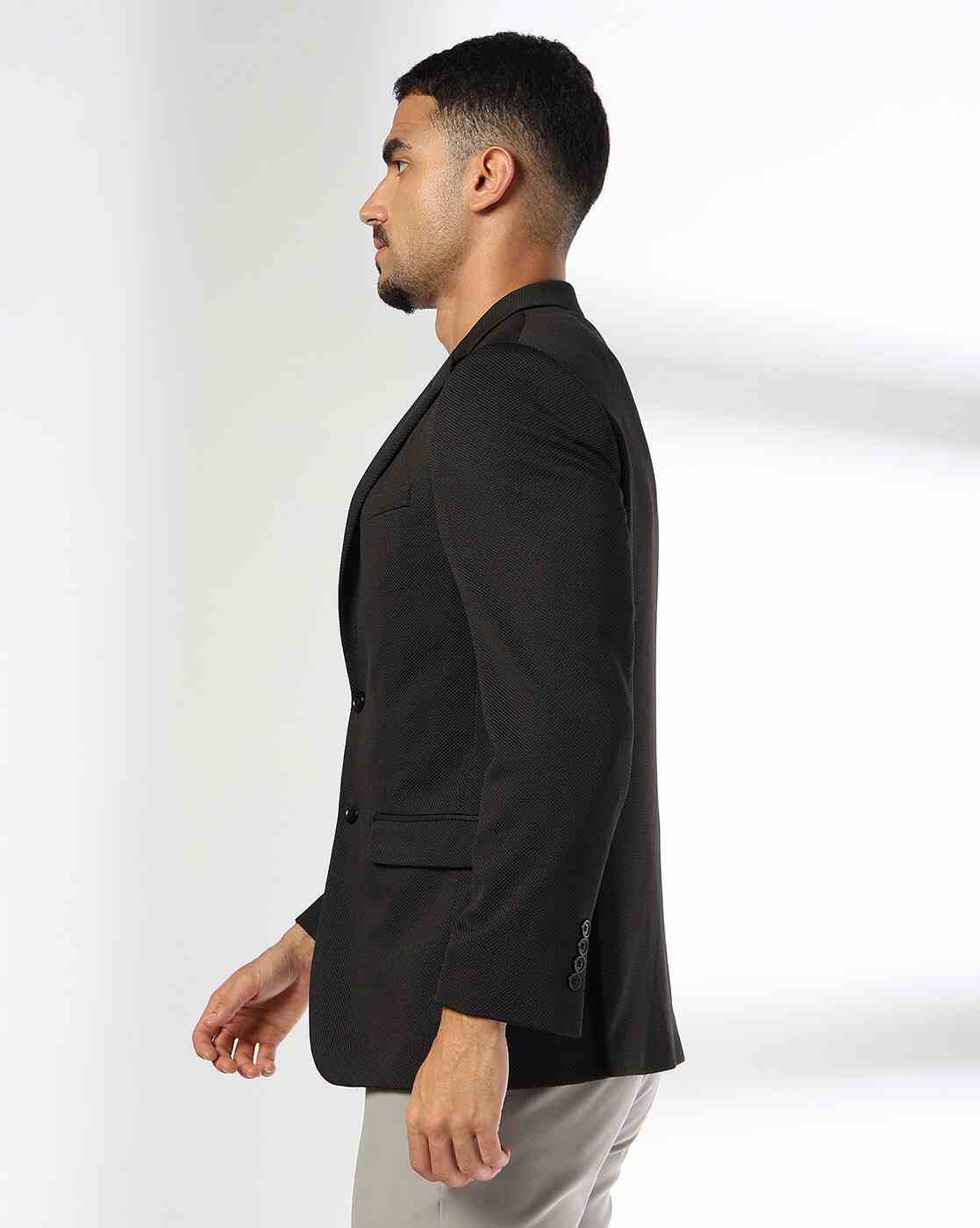 NETPLAY | Men Patterned Regular Fit Single-Breasted Blazer|1