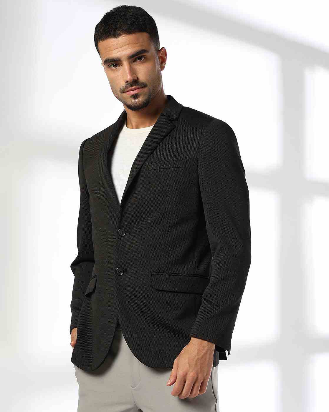 NETPLAY | Men Patterned Regular Fit Single-Breasted Blazer|3