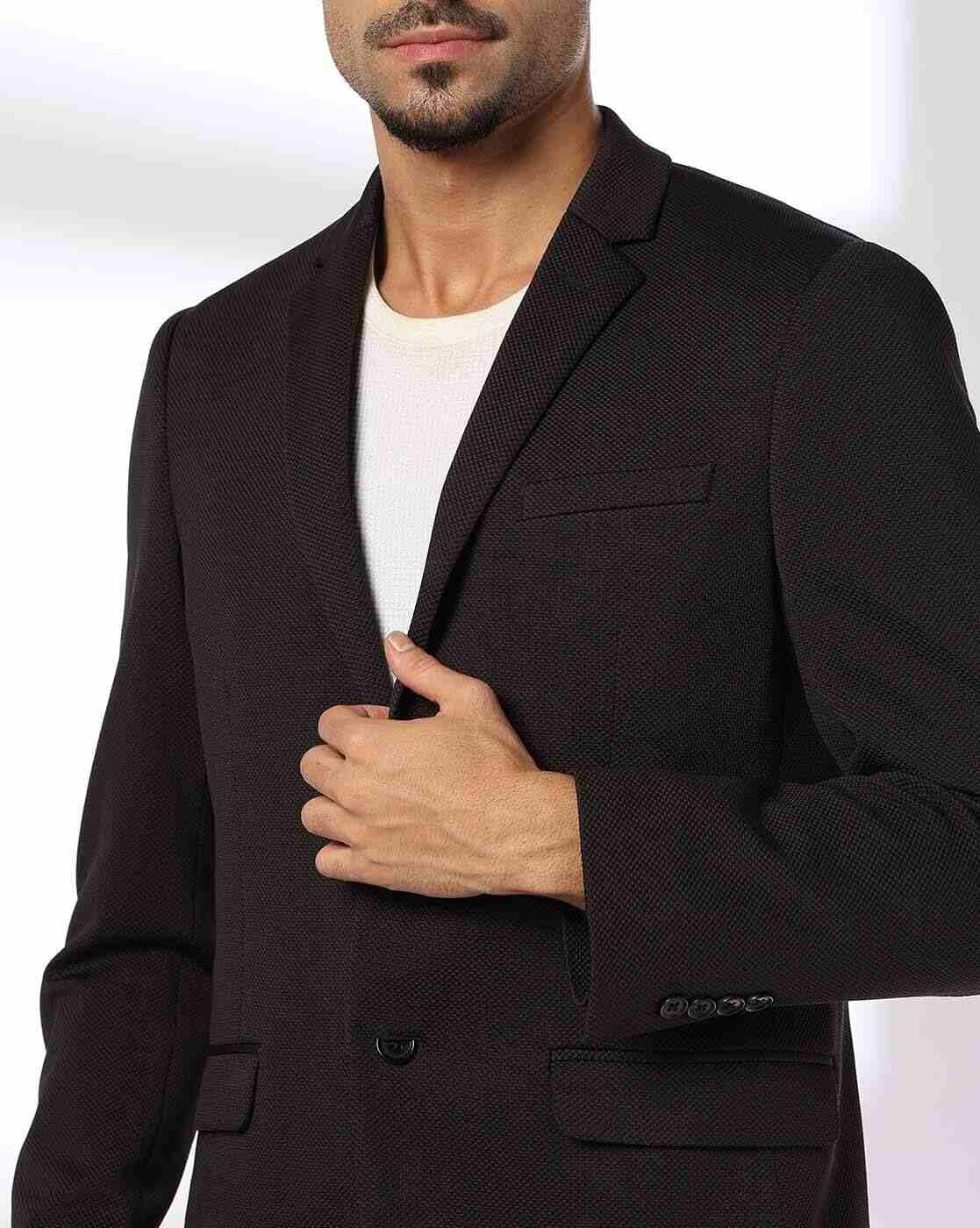 NETPLAY | Men Patterned Regular Fit Single-Breasted Blazer|4