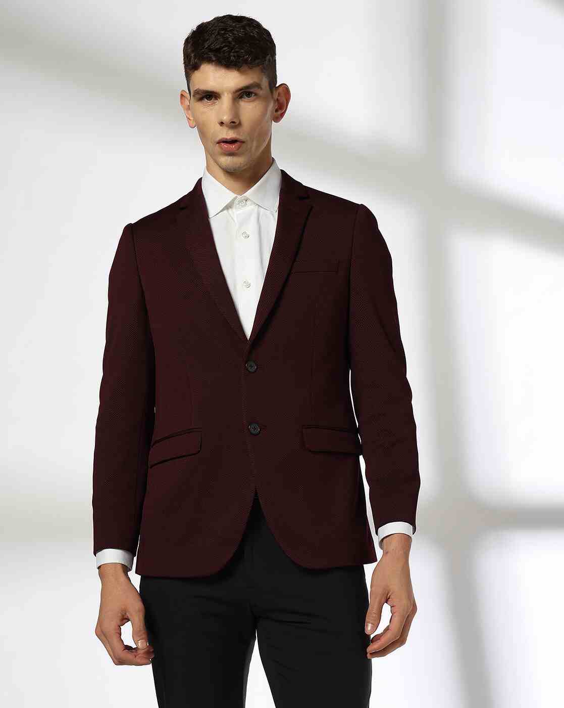 NETPLAY | Men Patterned Regular Fit Single-Breasted Blazer|3