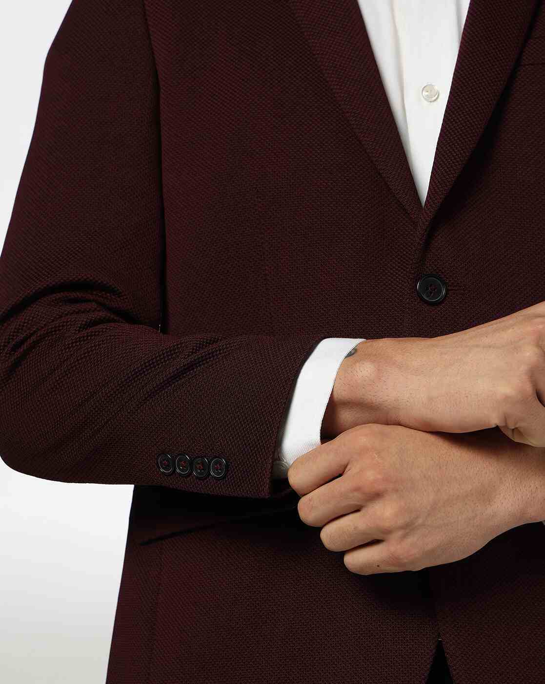 NETPLAY | Men Patterned Regular Fit Single-Breasted Blazer|4