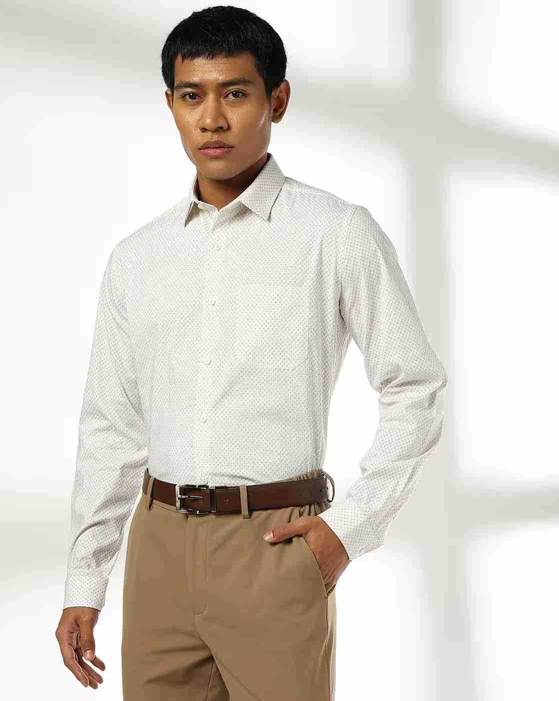 Men Micro Print Slim Fit Shirt