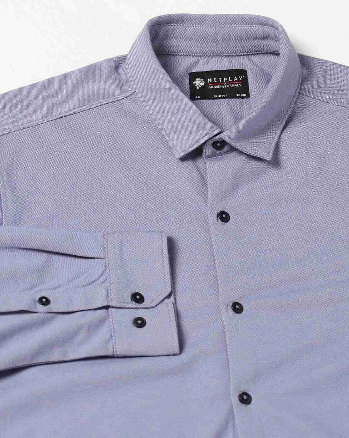 Men Regular Fit Shirt with Spread Collar