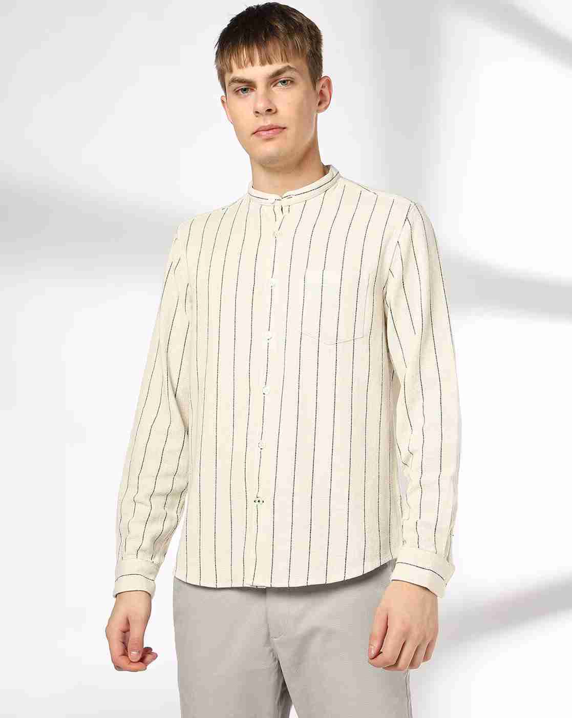 NETPLAY | Men Striped Slim Fit Shirt with Patch Pocket|3