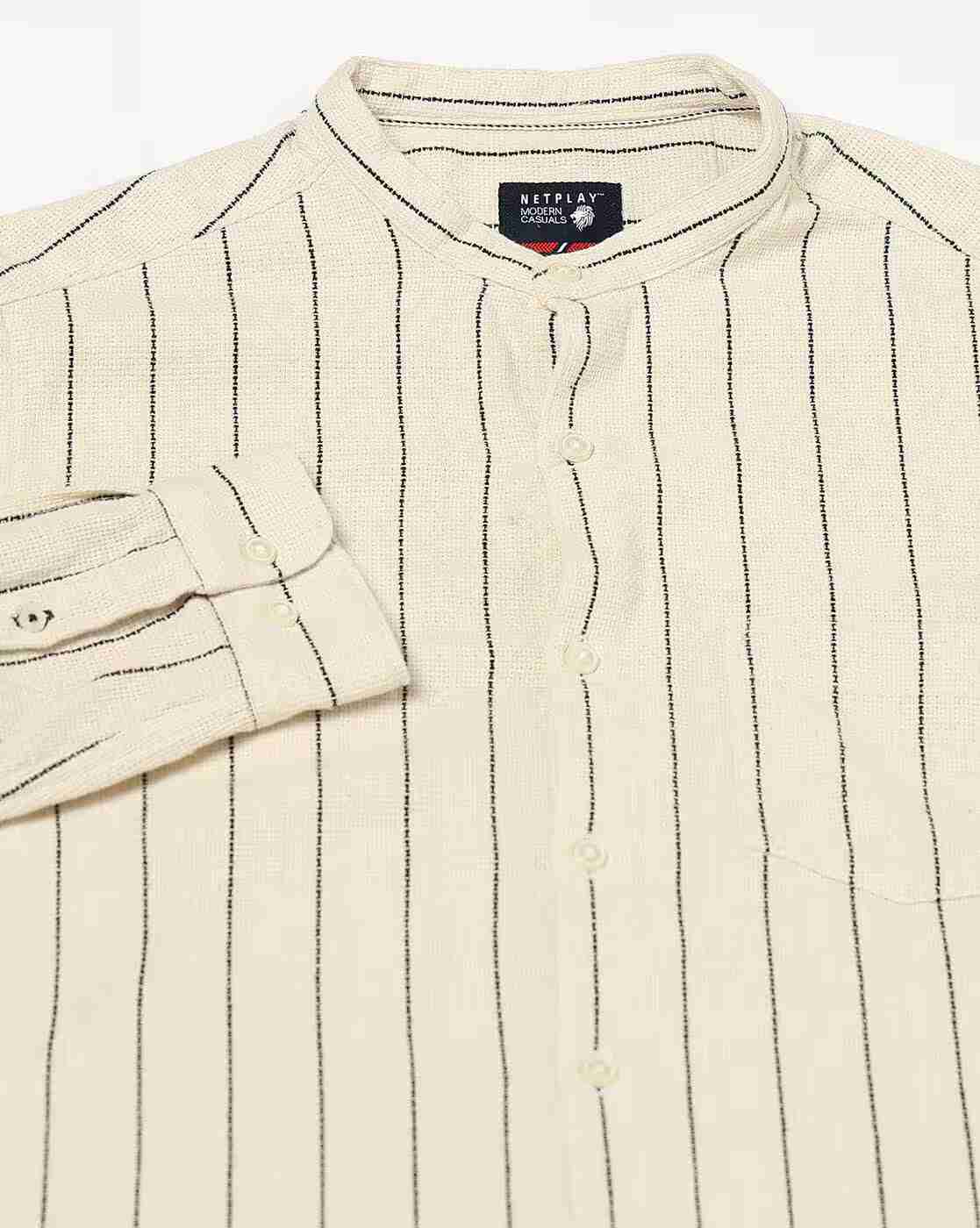 NETPLAY | Men Striped Slim Fit Shirt with Patch Pocket|5
