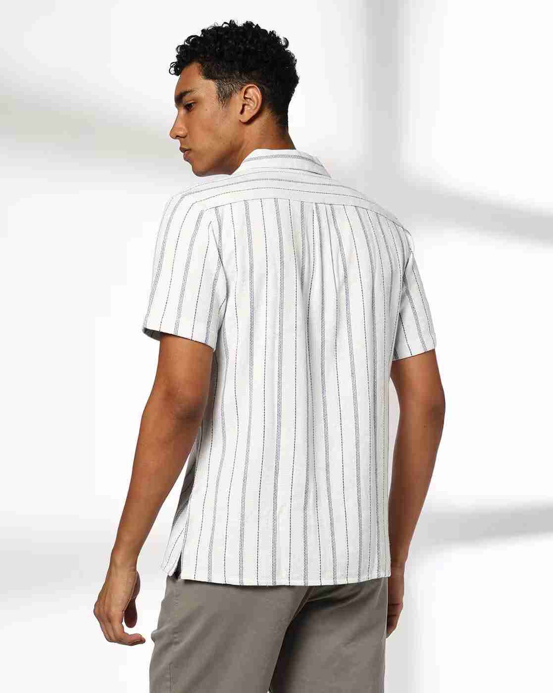 NETPLAY | Men Striped Resort Slim Fit Shirt with Patch Pocket|2