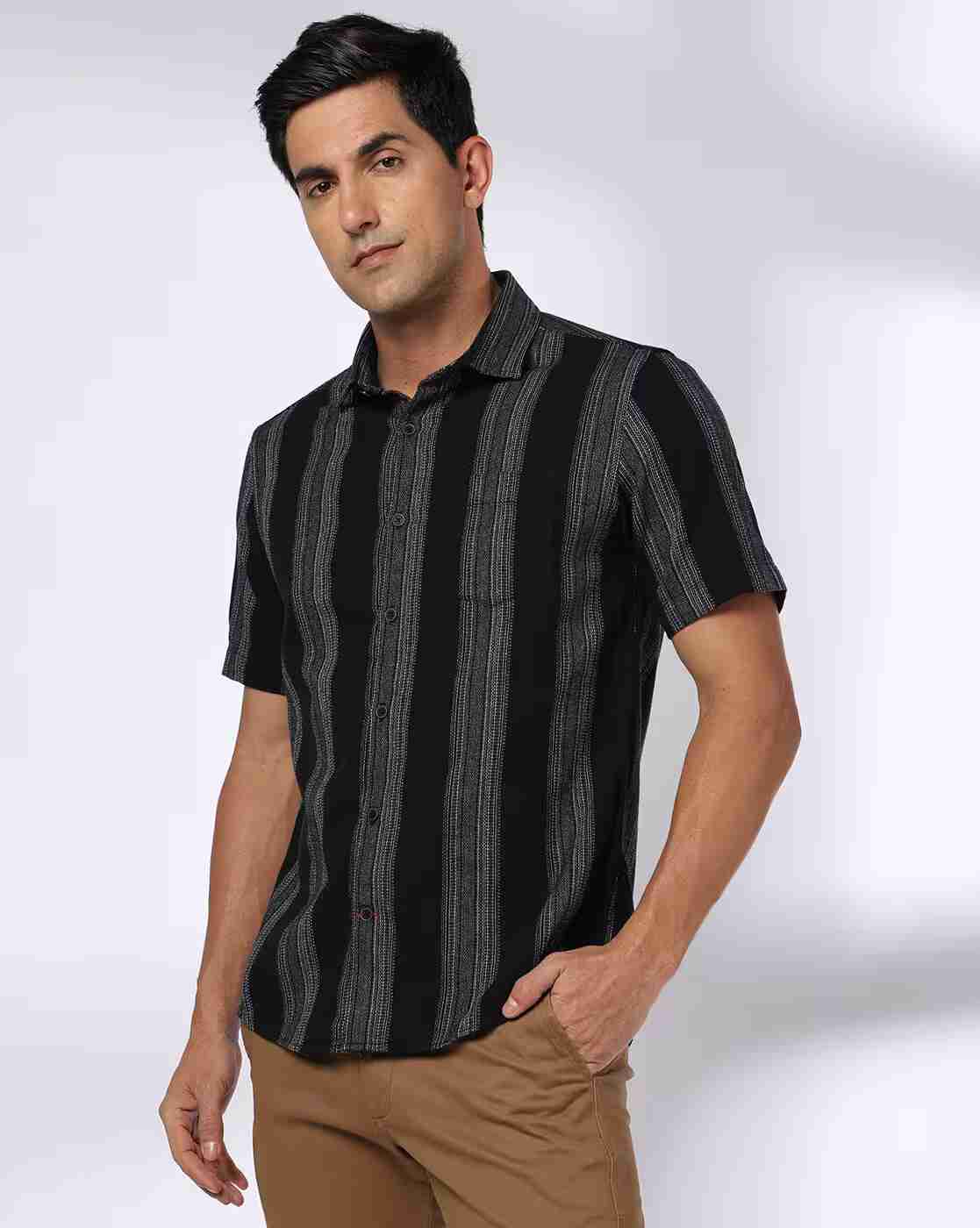 NETPLAY | Men Striped Slim Fit Shirt with Patch Pocket|0