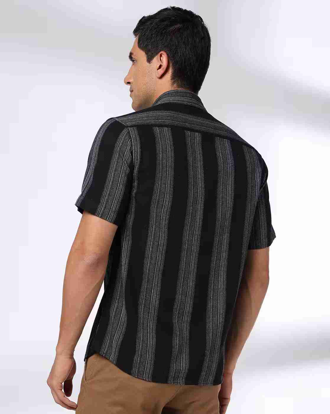 NETPLAY | Men Striped Slim Fit Shirt with Patch Pocket|2