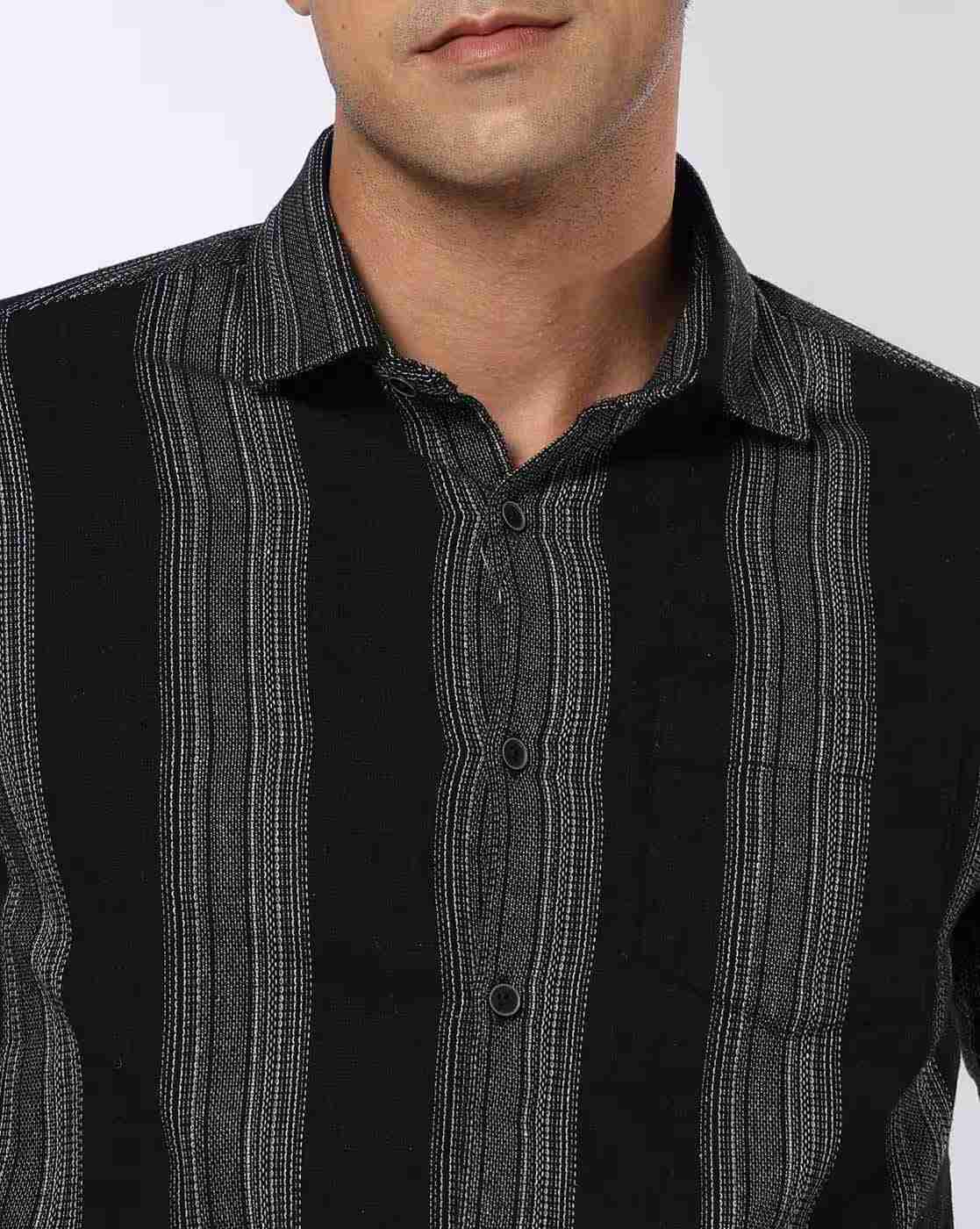 NETPLAY | Men Striped Slim Fit Shirt with Patch Pocket|3
