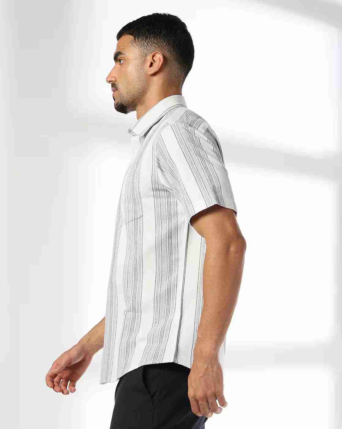 NETPLAY | Men Striped Slim Fit Shirt with Patch Pocket|1