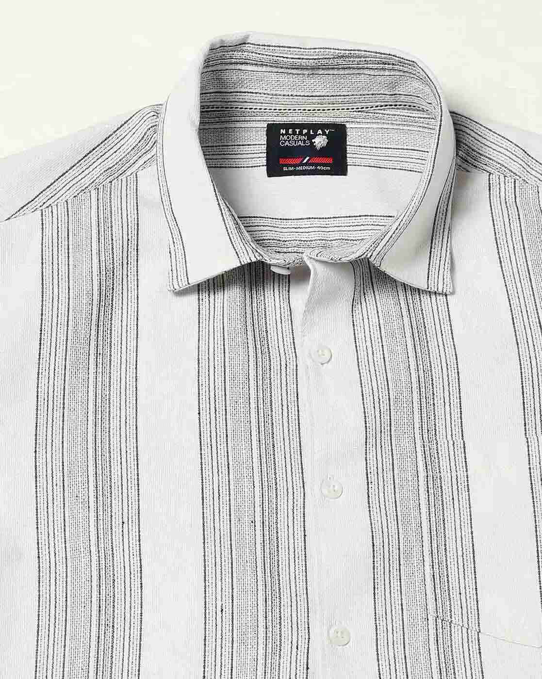 NETPLAY | Men Striped Slim Fit Shirt with Patch Pocket|5