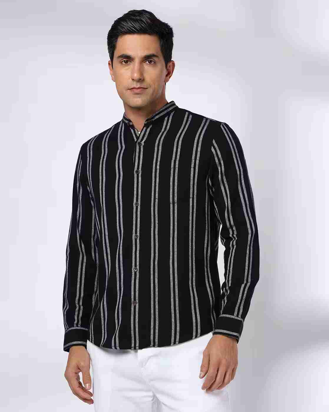 NETPLAY | Men Np 06 Striped Slim Fit Shirt with Patch Pocket|3