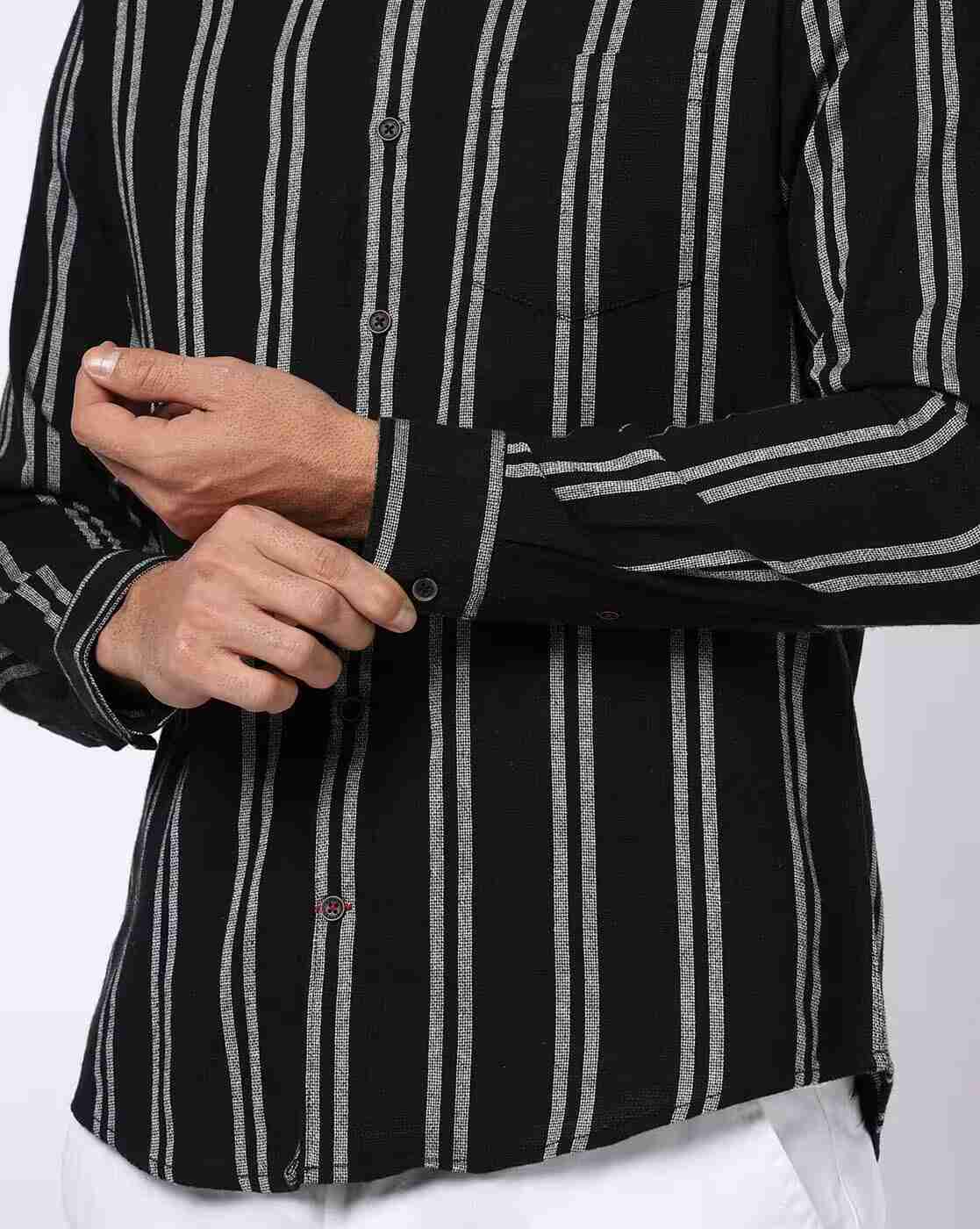 NETPLAY | Men Np 06 Striped Slim Fit Shirt with Patch Pocket|5