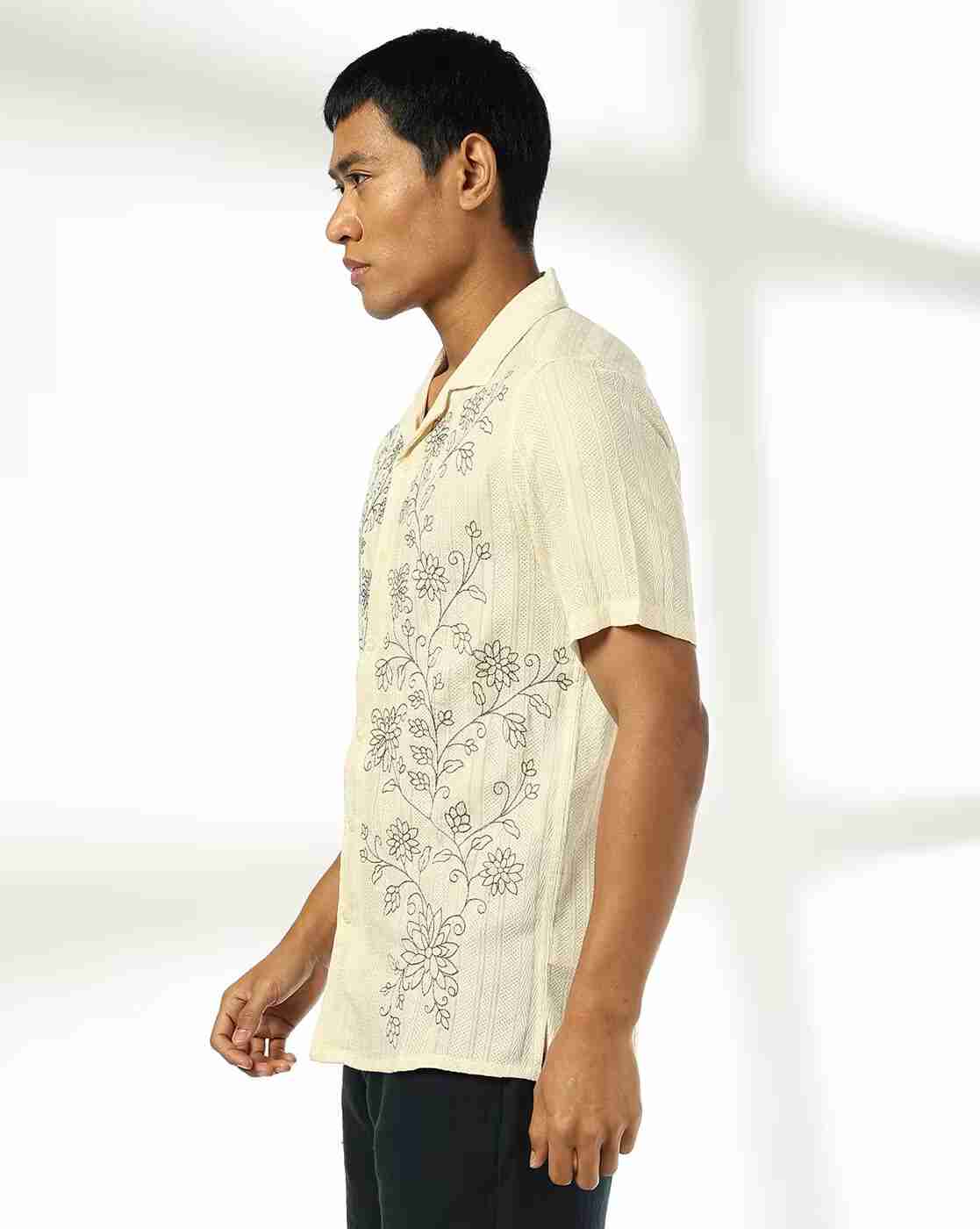 NETPLAY | Men Embroidered Regular Fit Resort Shirt|1