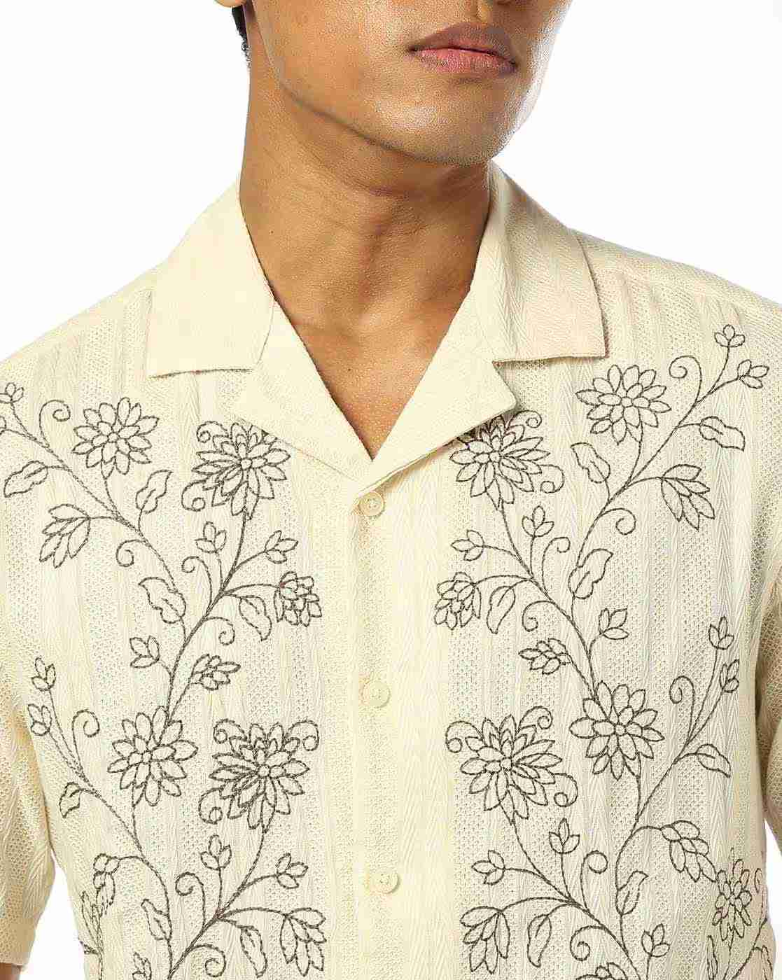 NETPLAY | Men Embroidered Regular Fit Resort Shirt|3