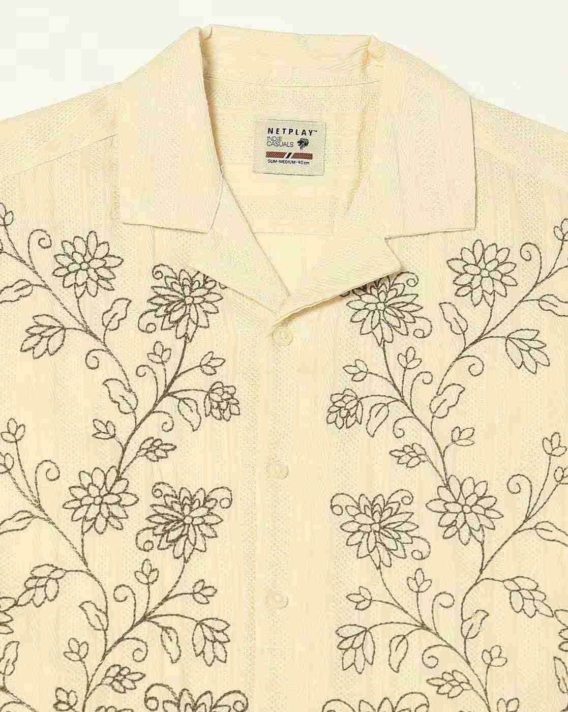 NETPLAY | Men Embroidered Regular Fit Resort Shirt|4