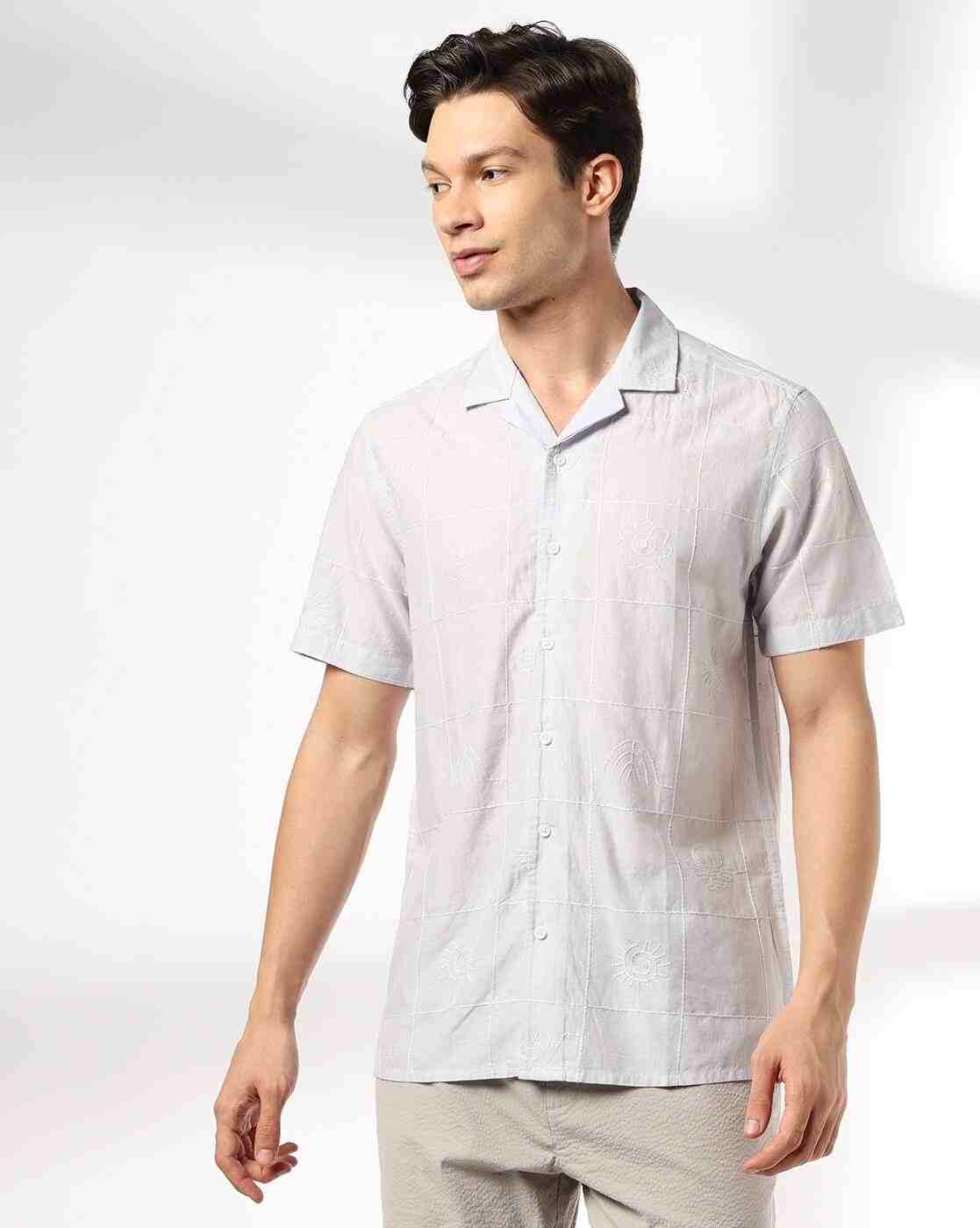 NETPLAY | Men Embroidered Slim Fit Cotton Shirt|1