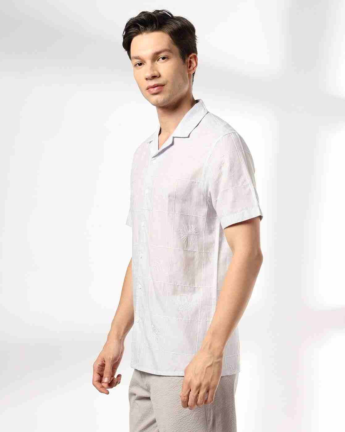 NETPLAY | Men Embroidered Slim Fit Cotton Shirt|2