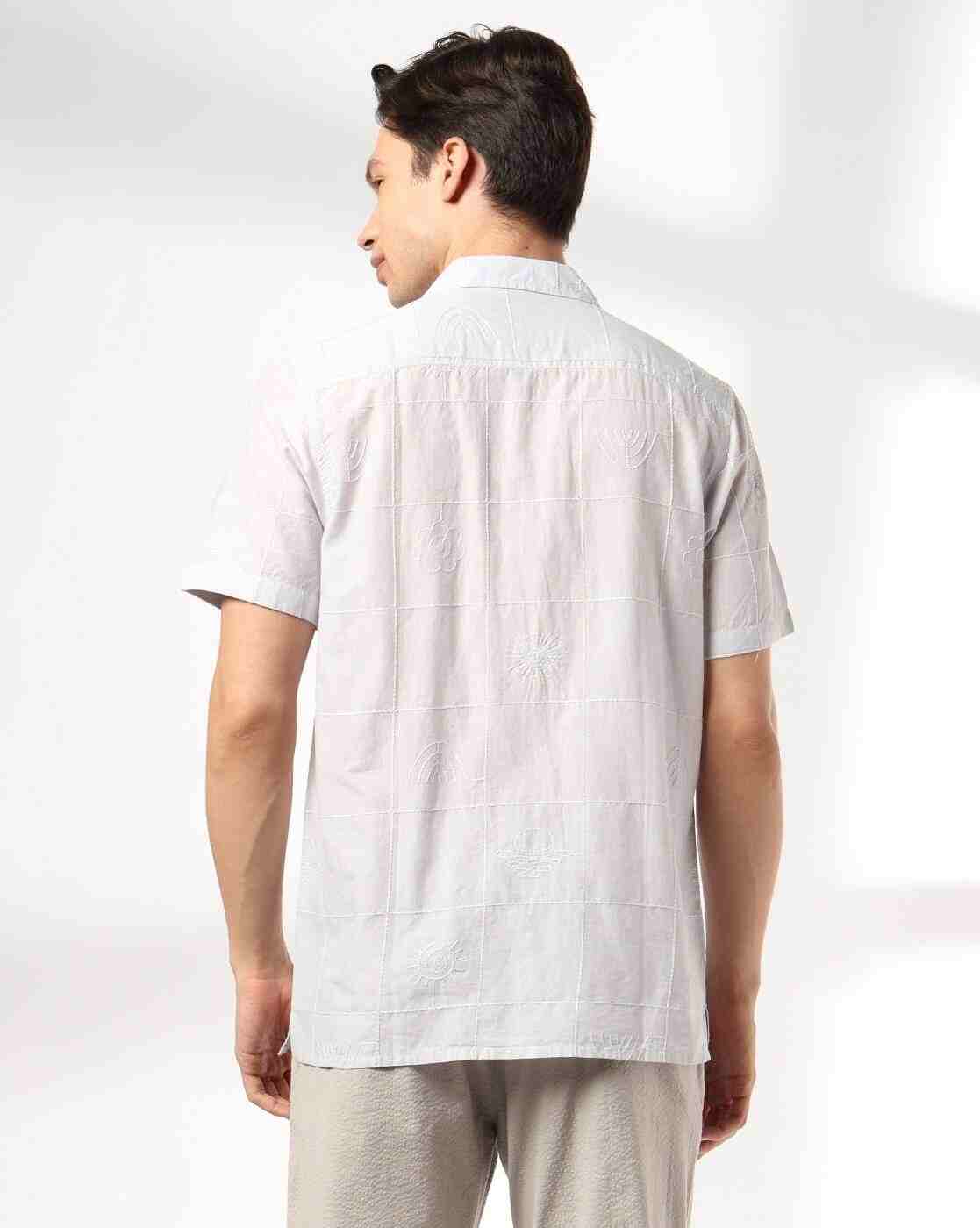 NETPLAY | Men Embroidered Slim Fit Cotton Shirt|3