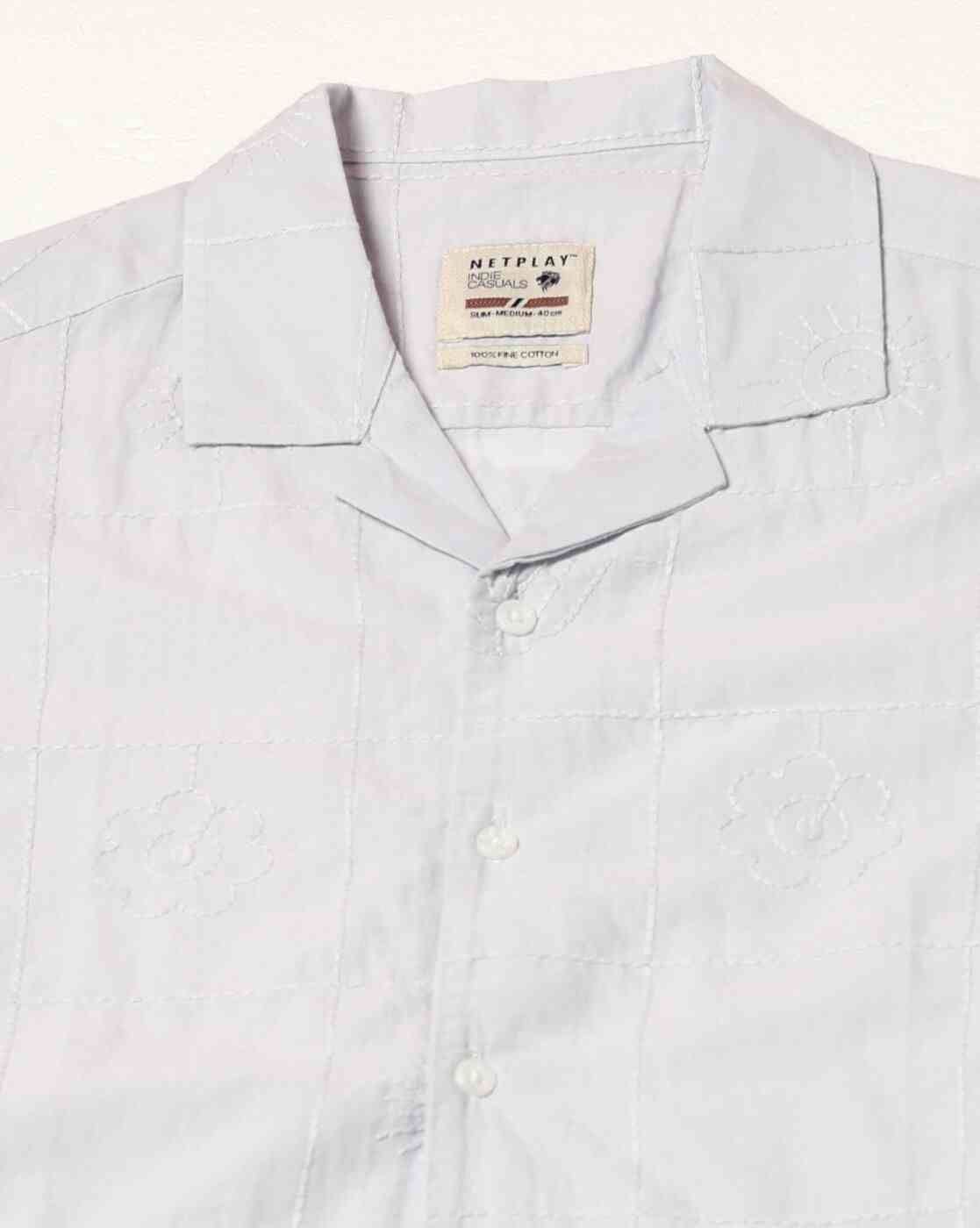 NETPLAY | Men Embroidered Slim Fit Cotton Shirt|5