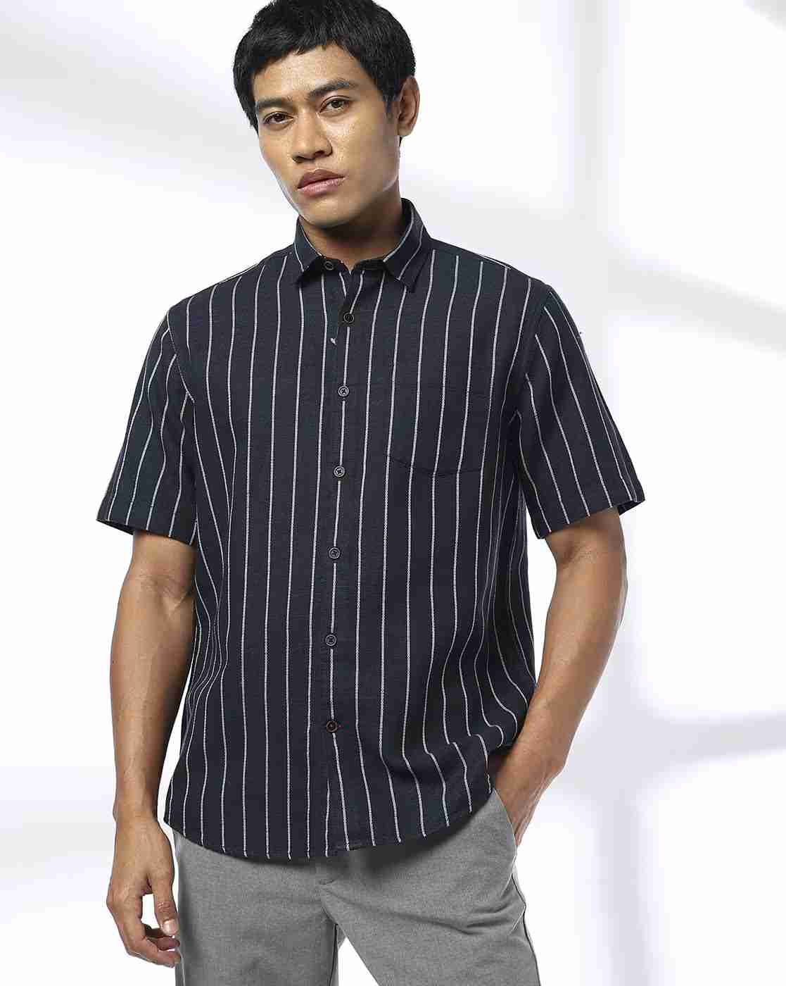 NETPLAY | Men Striped Slim Fit Shirt with Patch Pocket|1