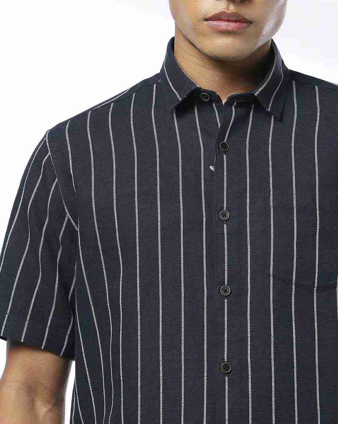 NETPLAY | Men Striped Slim Fit Shirt with Patch Pocket|4