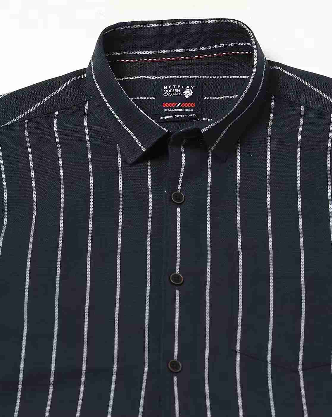 NETPLAY | Men Striped Slim Fit Shirt with Patch Pocket|5