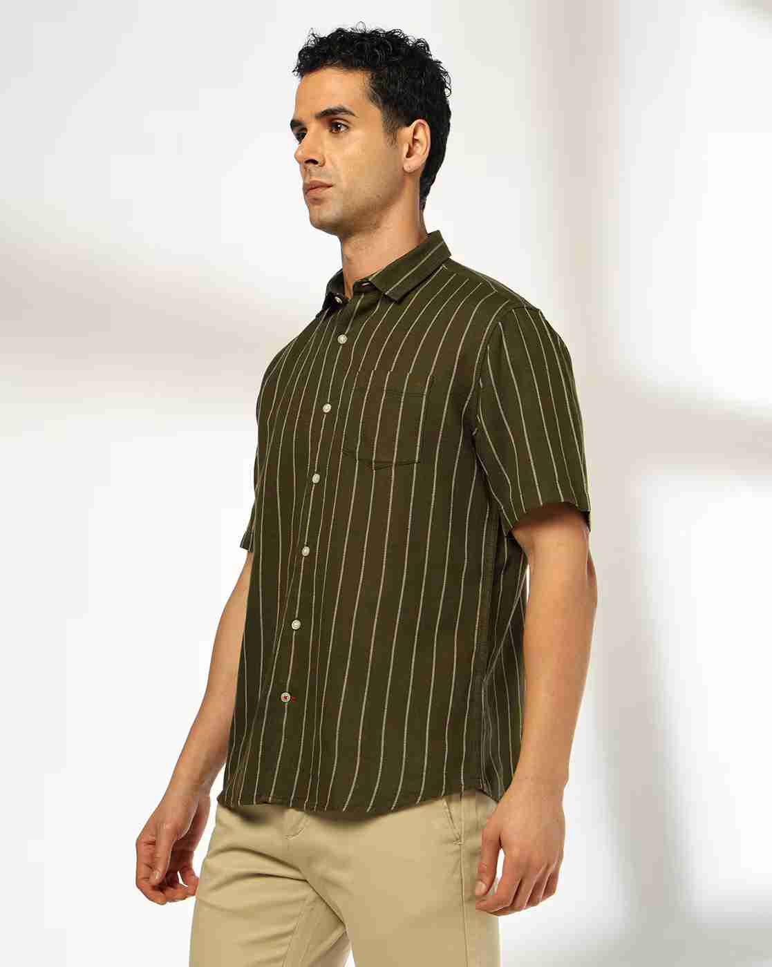 NETPLAY | Men Striped Slim Fit Shirt with Patch Pocket|1