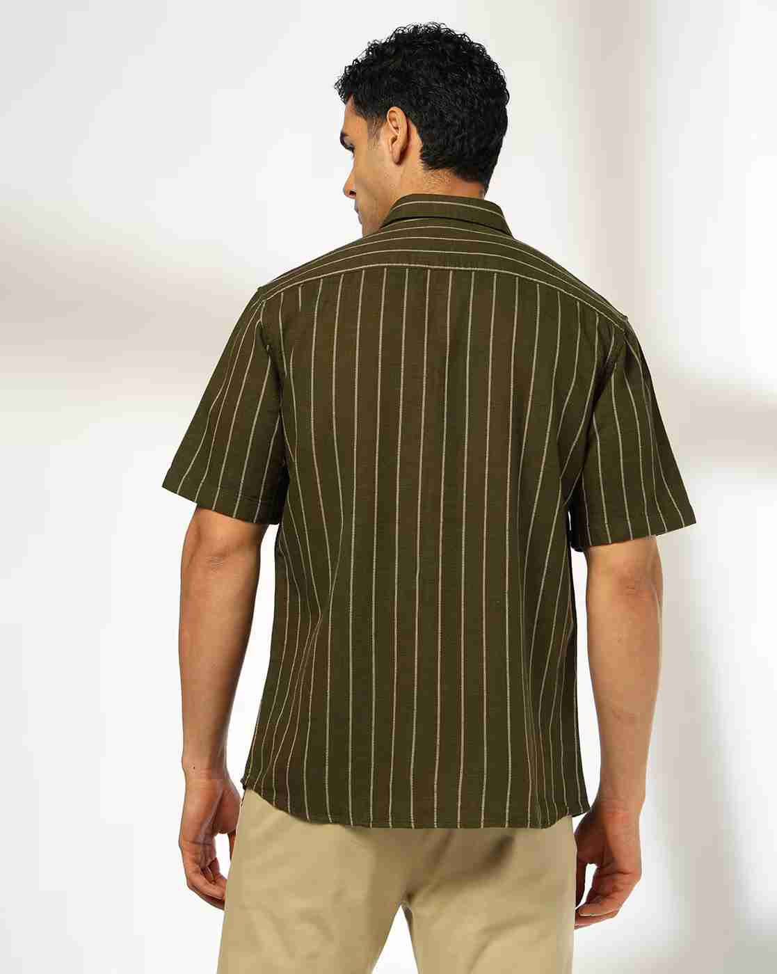 NETPLAY | Men Striped Slim Fit Shirt with Patch Pocket|2