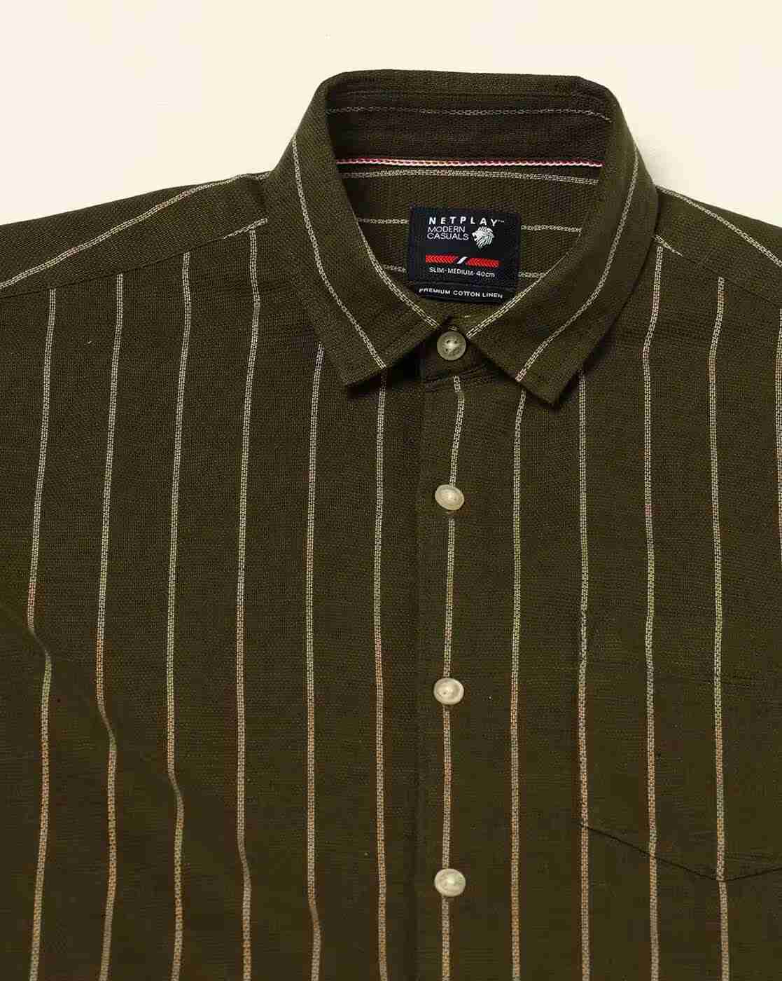 NETPLAY | Men Striped Slim Fit Shirt with Patch Pocket|5