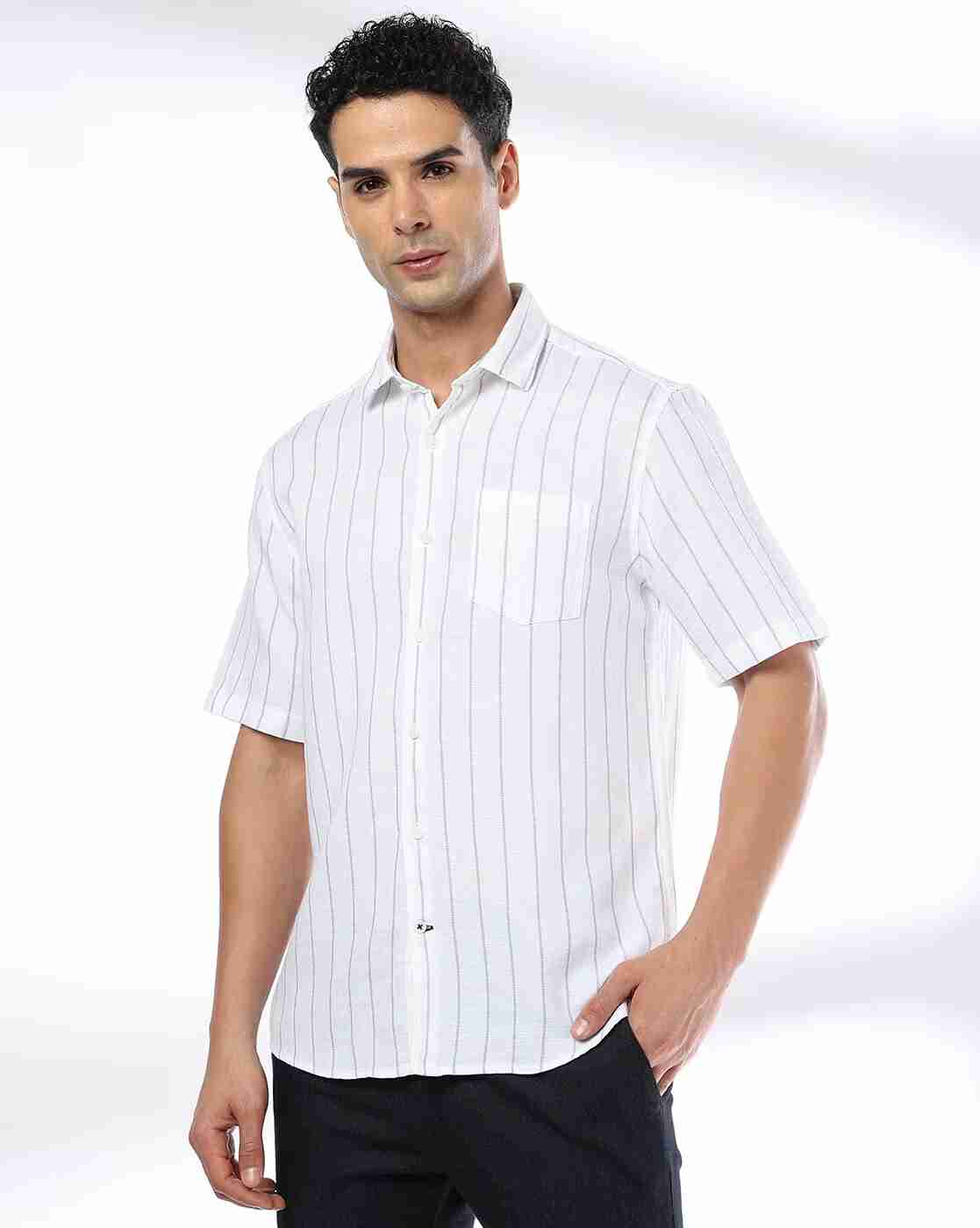 NETPLAY | Men Striped Slim Fit Shirt with Patch Pocket|0