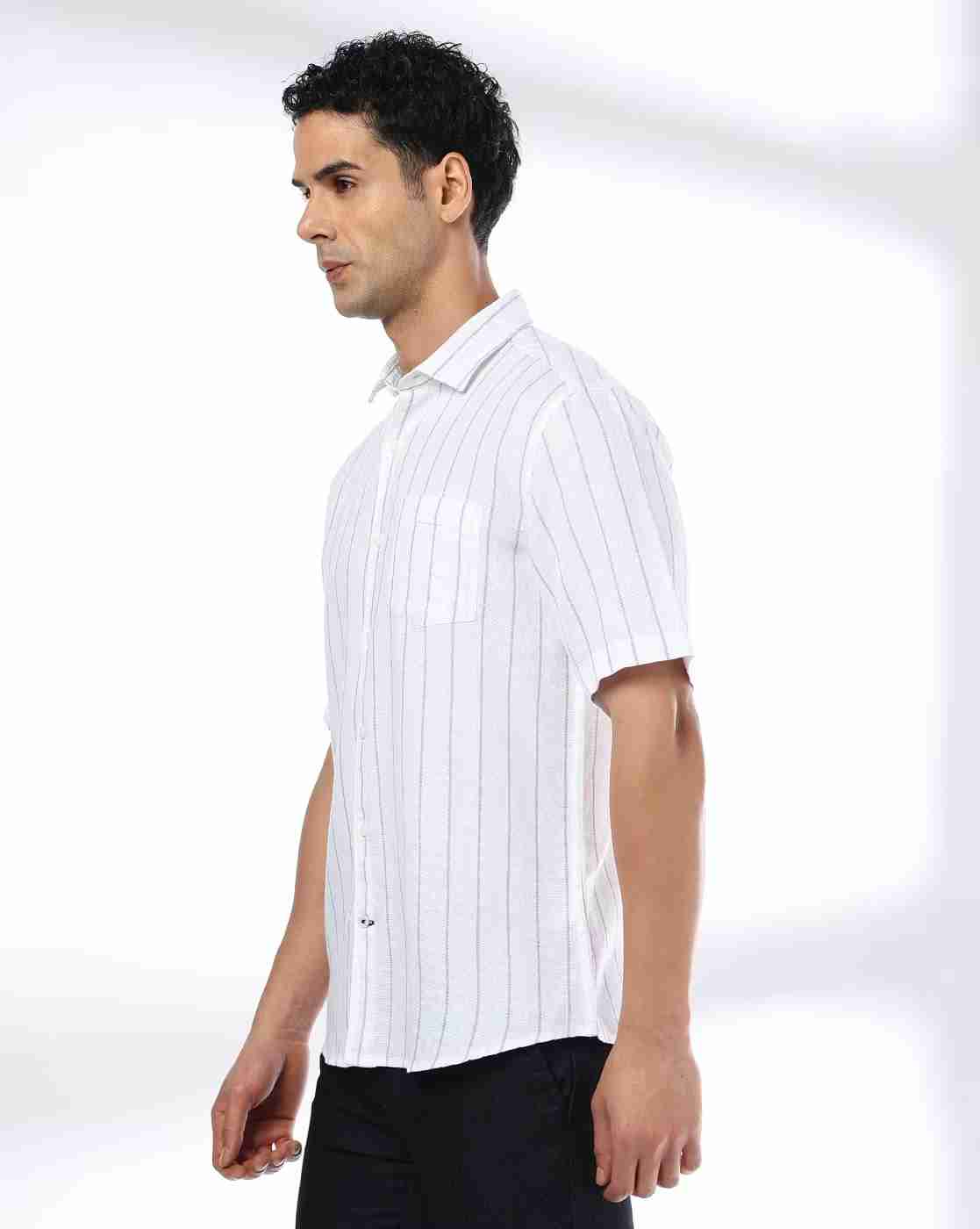 NETPLAY | Men Striped Slim Fit Shirt with Patch Pocket|1