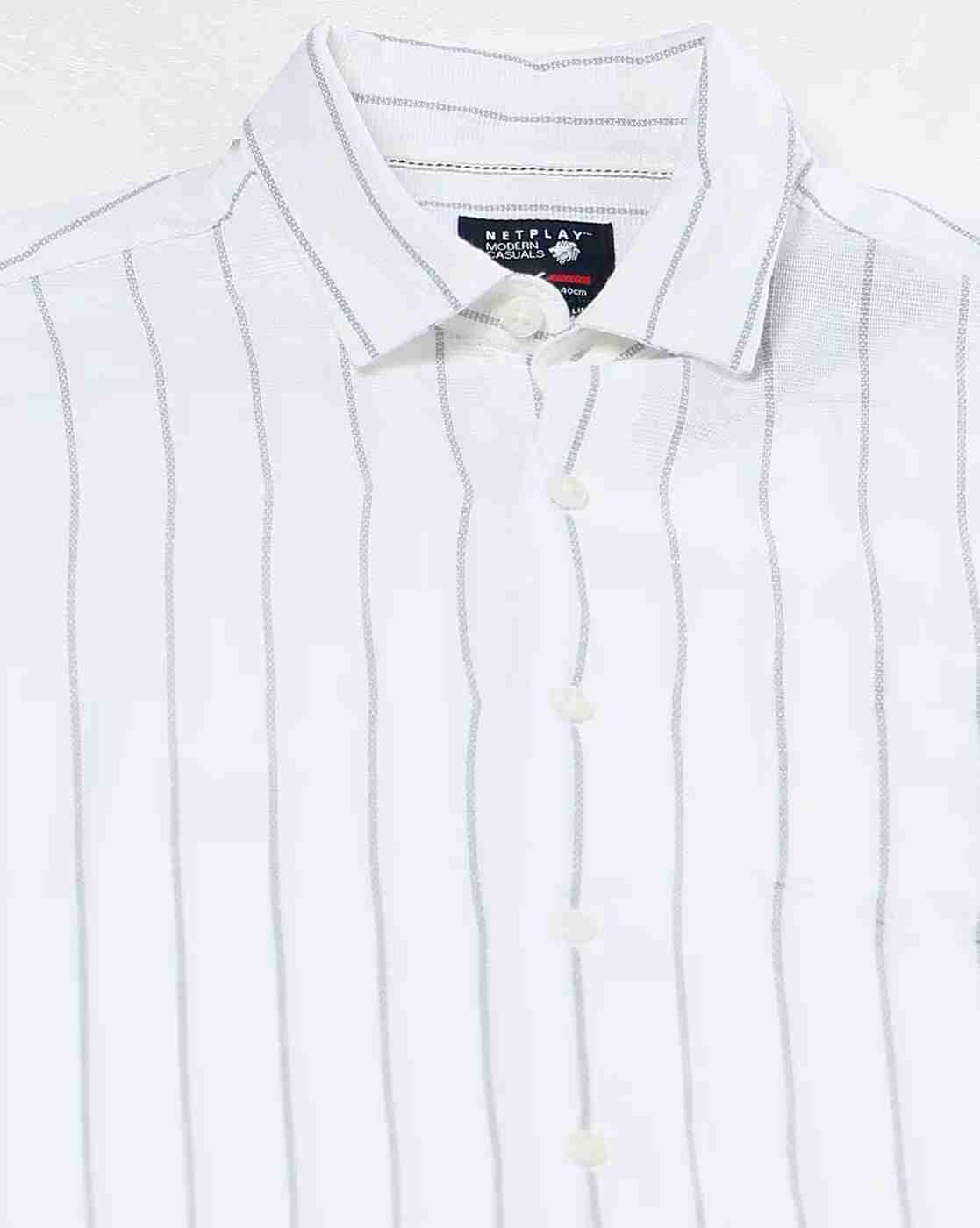 NETPLAY | Men Striped Slim Fit Shirt with Patch Pocket|4