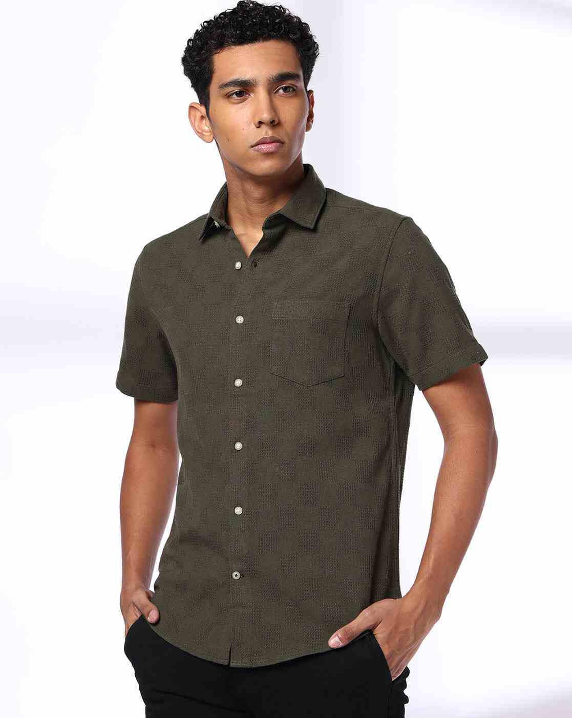 NETPLAY | Men Geometric Pattern Slim Fit Shirt|1