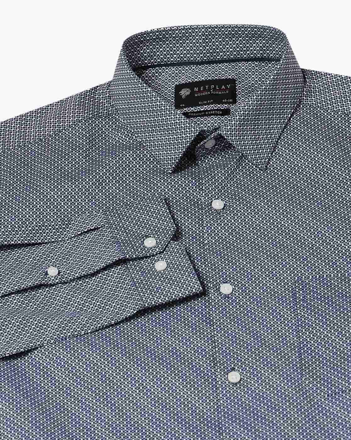 NETPLAY | Men Printed Slim Fit Shirt with Patch pocket|5