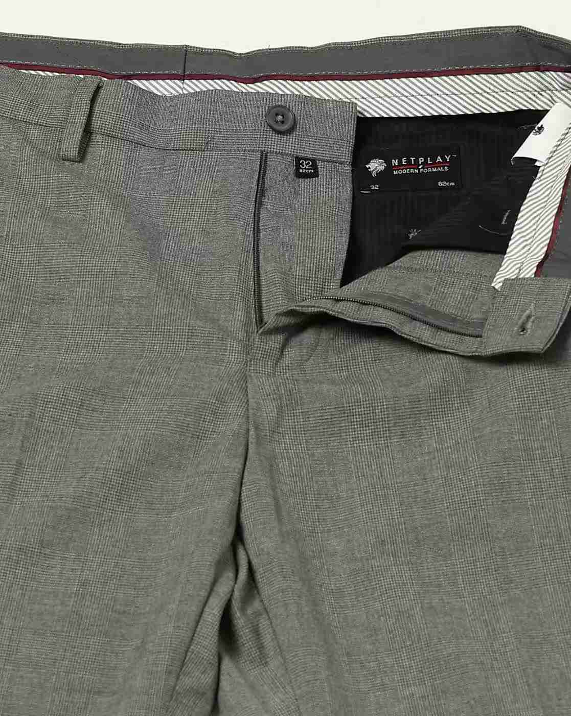 NETPLAY | Men Slim Fit Flat Front Trousers|4