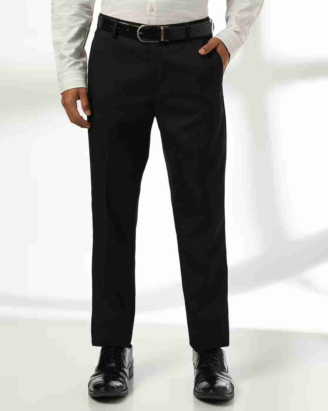 Men Slim Fit Flat-Front Trousers