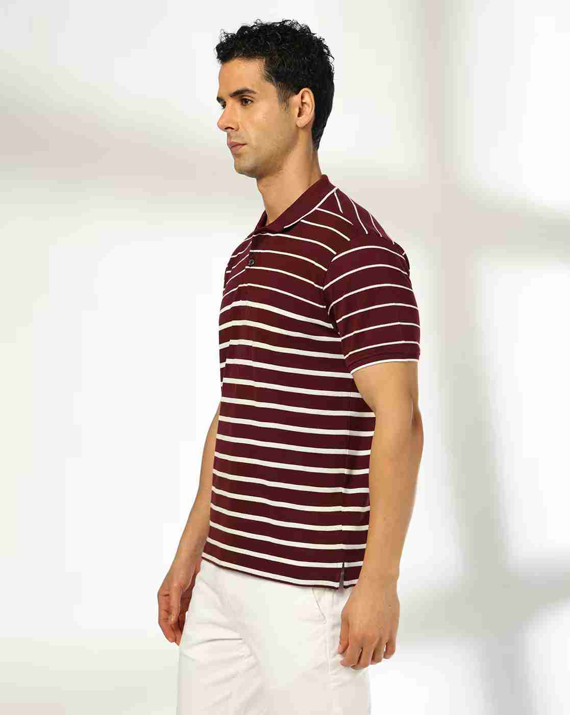 NETPLAY | Men Striped Slim Fit Polo T-Shirt|1