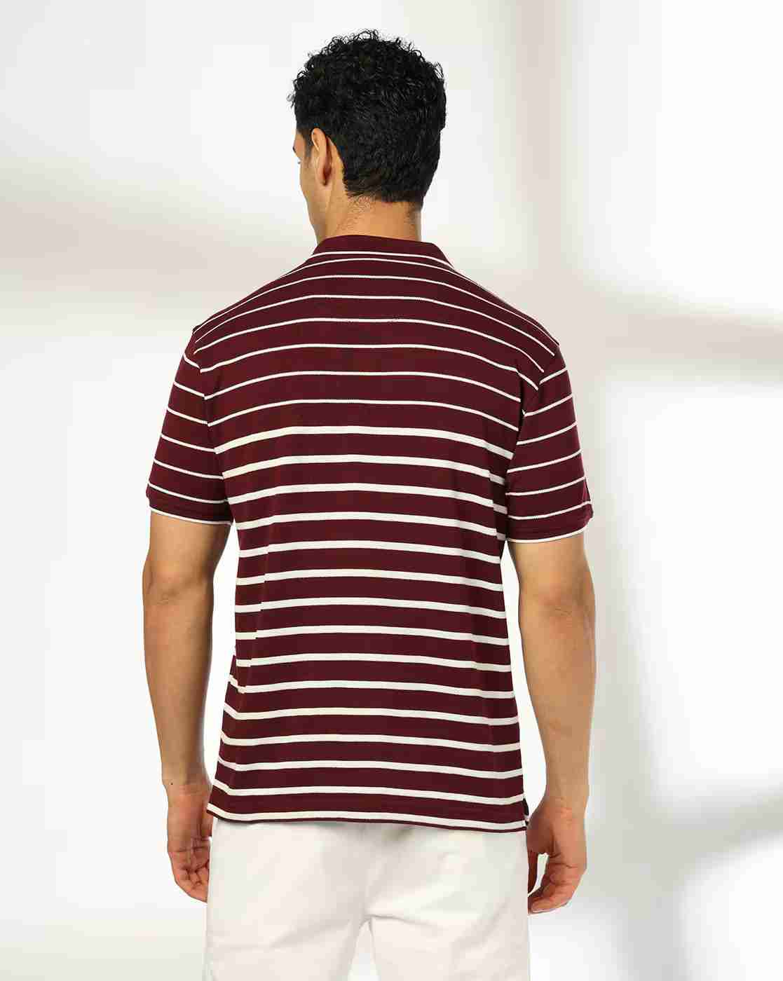 NETPLAY | Men Striped Slim Fit Polo T-Shirt|2