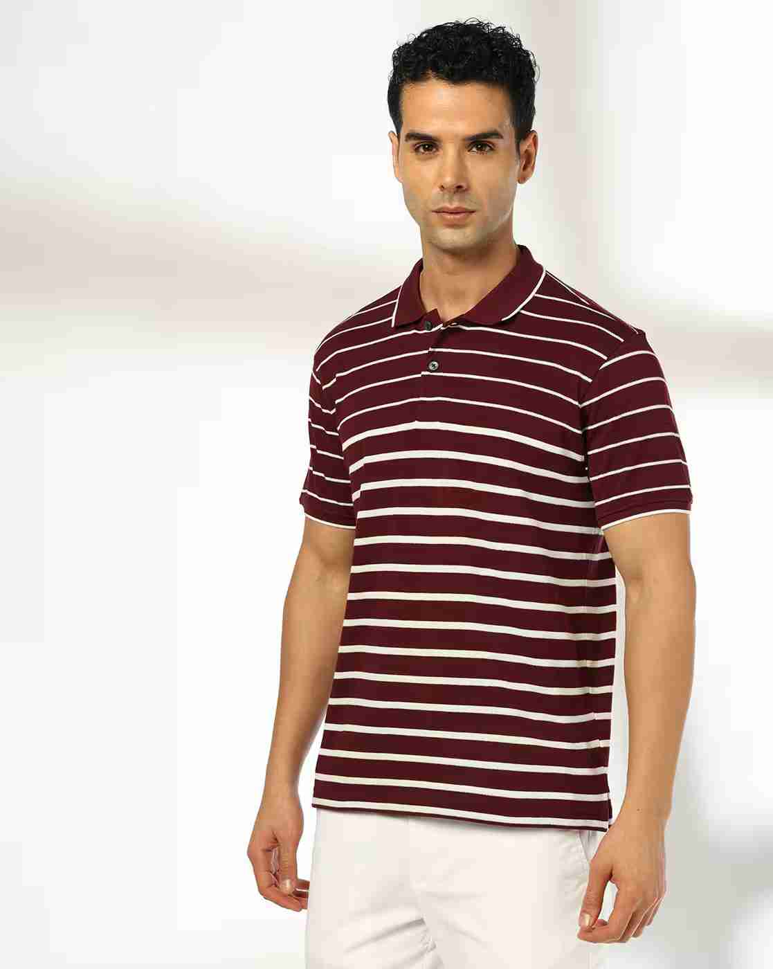 NETPLAY | Men Striped Slim Fit Polo T-Shirt|3