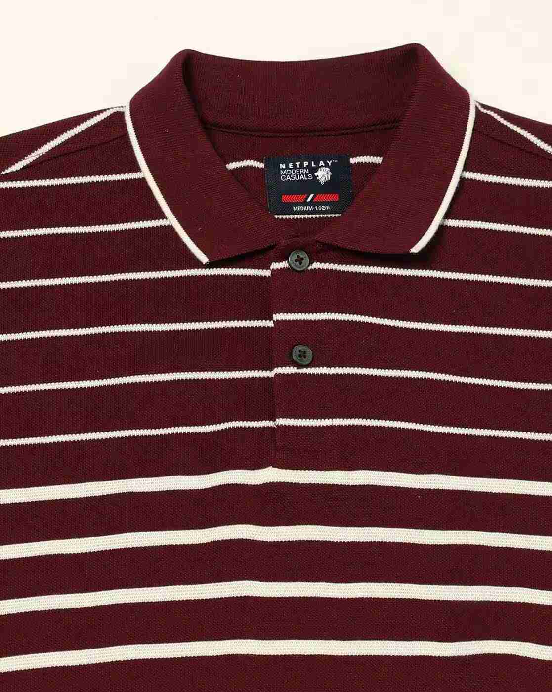 NETPLAY | Men Striped Slim Fit Polo T-Shirt|5