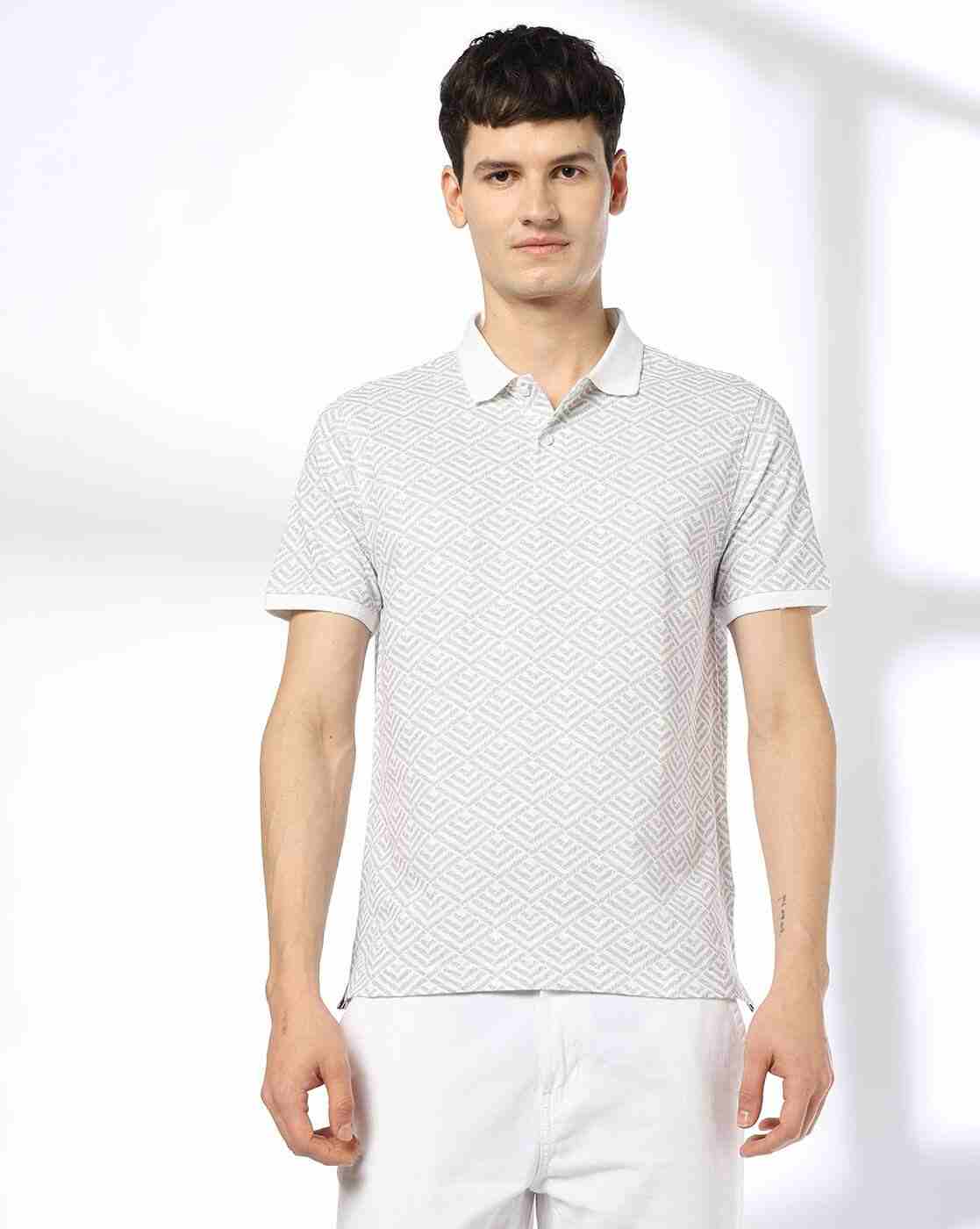 NETPLAY | Men Geometric Print Slim Fit Polo T-Shirt|1